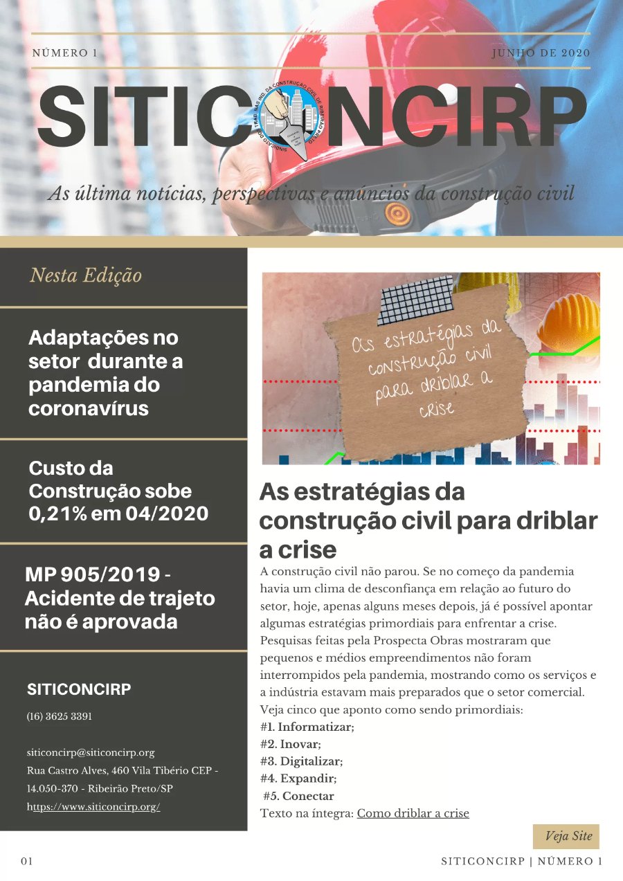 Capa do jornal do SITICONCIRP — edição de junho de 2020
